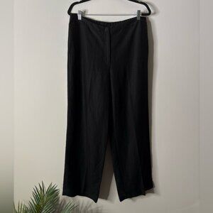 Eileen Fisher Black Linen Blend High Waisted Wide Leg Pants Women’s Size Large